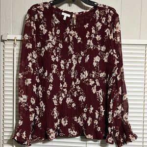 Floral Burgundy Blouse